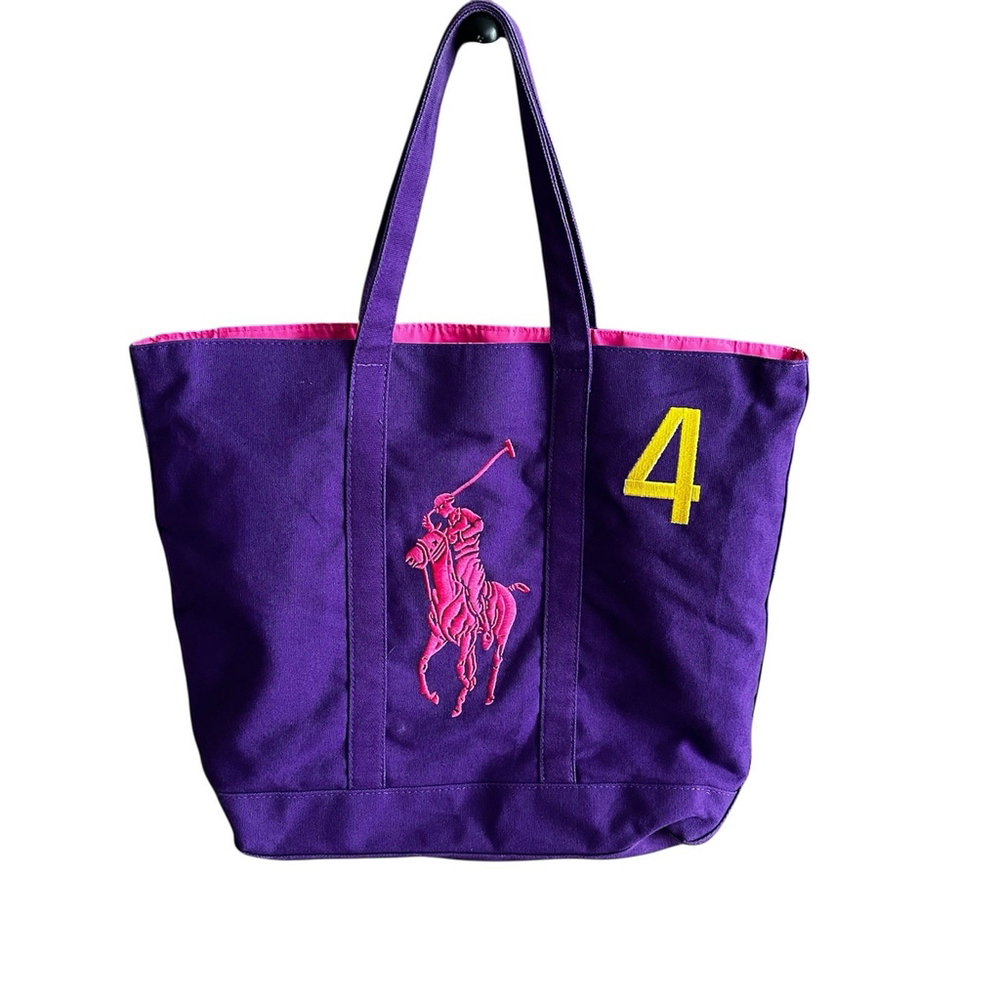Ralph Lauren The Big Pony Tote Bag Purple Pink Yellow Beach Bag Fragrance Gift